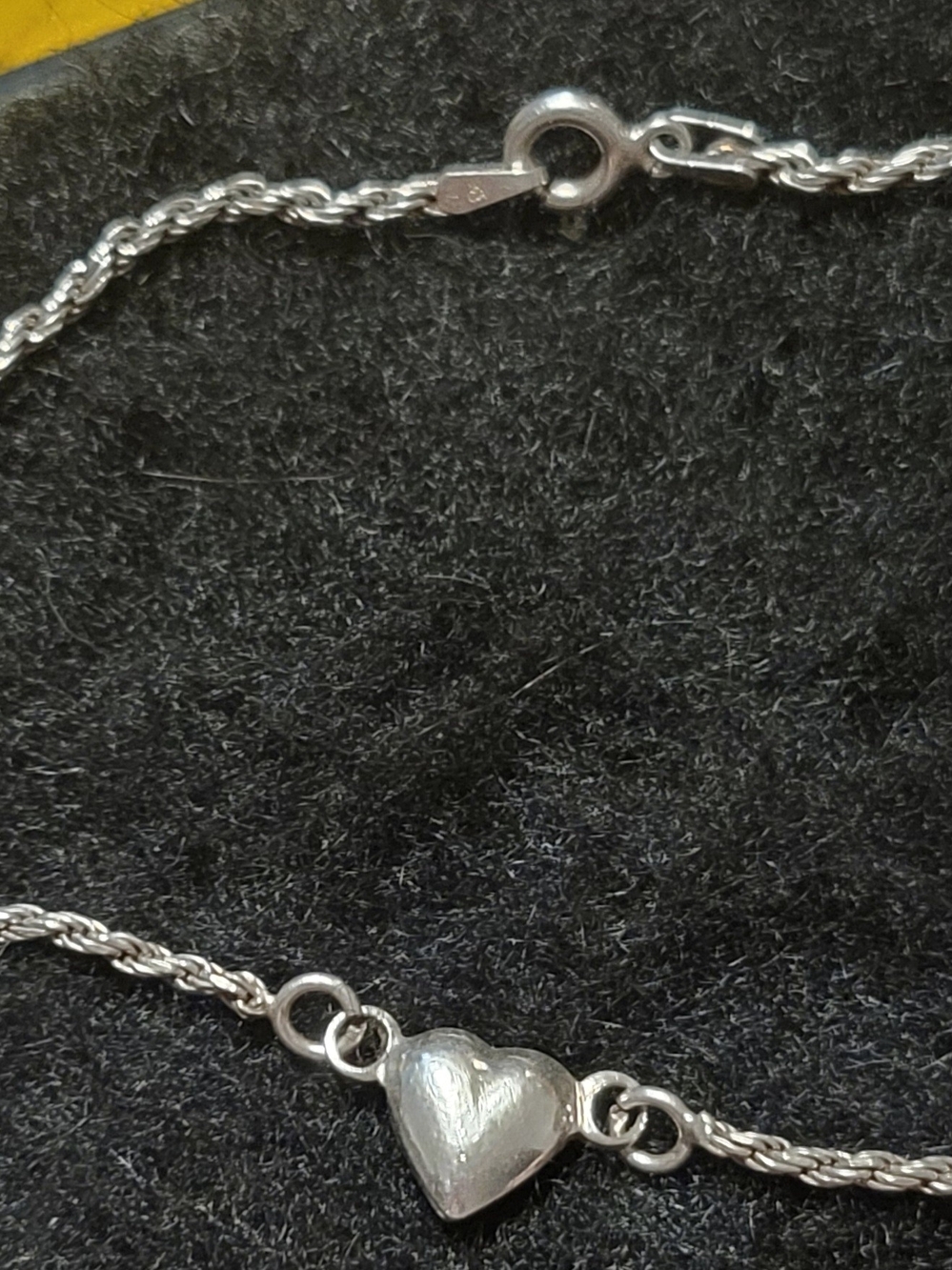 Sterling Silver Heart Pendant Ankle Bracelet